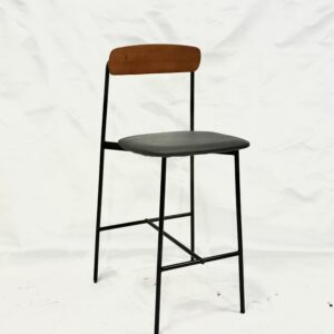 Modern Bar stool with backrest – Wooden backing & Metal frame