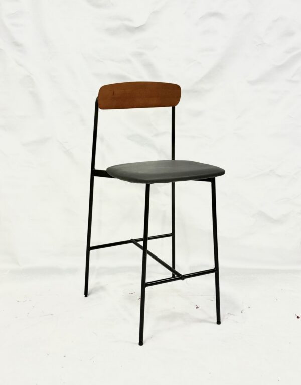 Modern Bar stool with backrest – Wooden backing & Metal frame