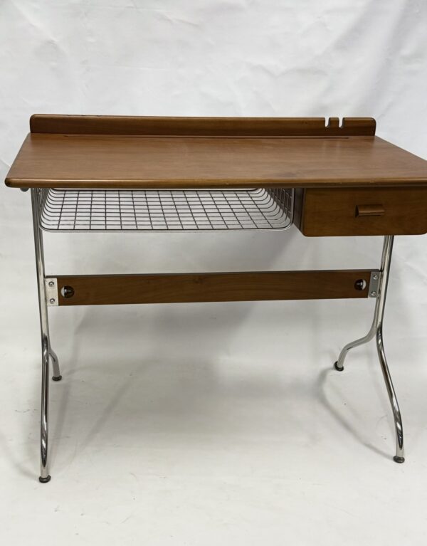 Study Desk – Wood Table top & Silver Metal frame