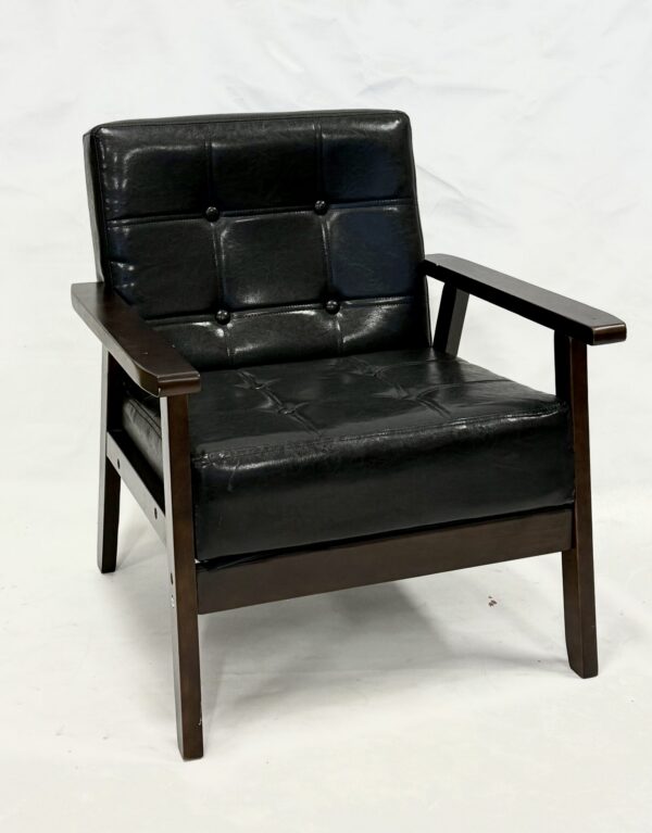 Button Cushion Armchair – Black cushion & Darkwood frame