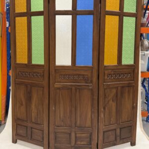 Vintage Solid-Wood Tinted Glass Screen
