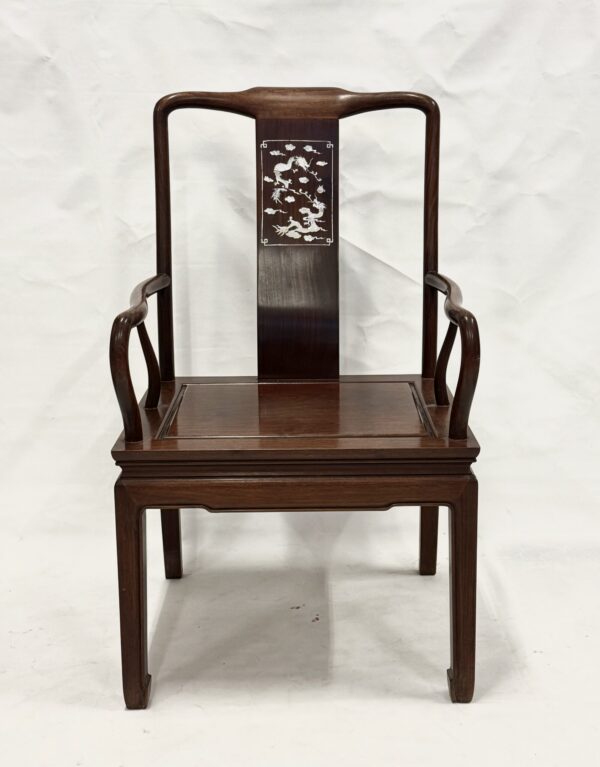 Oriental Rectangular Chair - Medium Dark wood