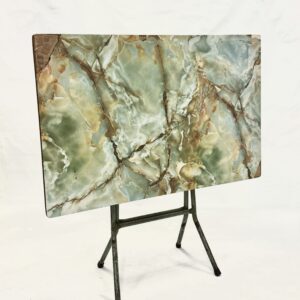 Foldable table – Marble Laminate with rusty legs