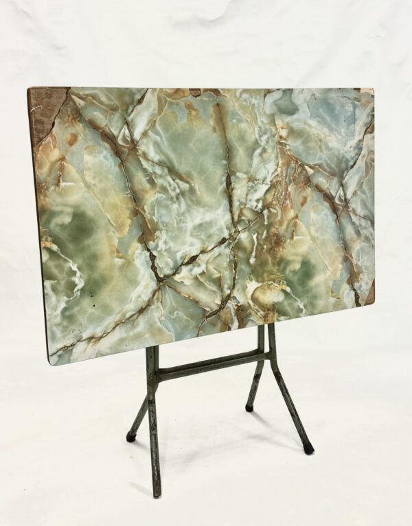 Foldable table – Marble Laminate with rusty legs