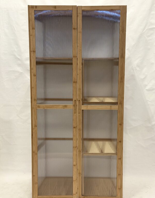 Fluted acrylic Cabinet - Light Bamboo Wood