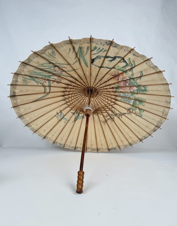 Brown Flower & Birds Paper Umbrella (6)