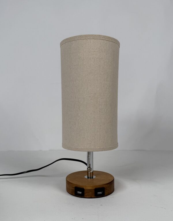 Lamp with original shade (22)_Beige Tall Shade With Charging Ports
