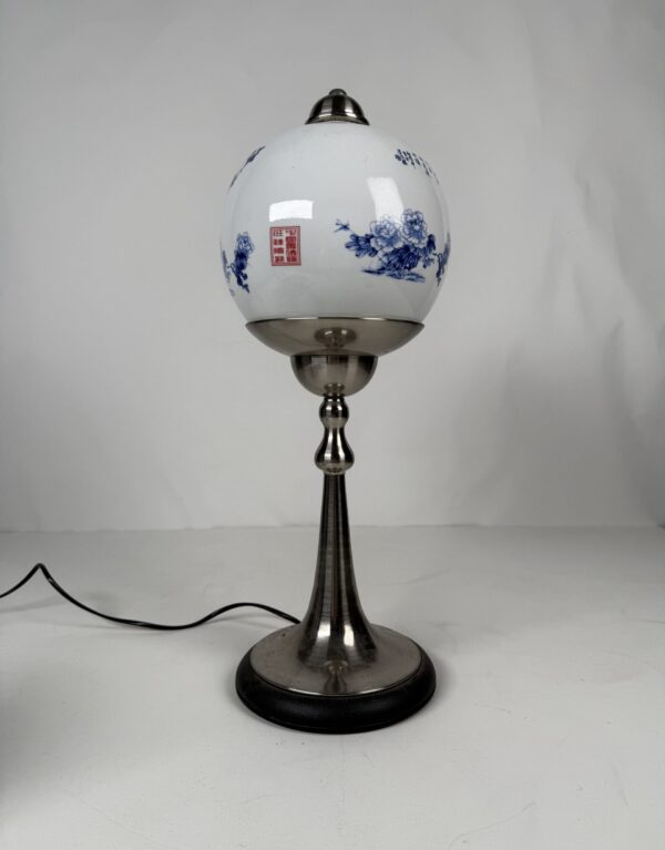 Lamp with original shade (23)_Blue & White Porcelain Ball Shape Lamp A