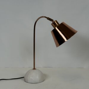 Desk/Study Lamp (13a)_Copper Shade with White Marble Base Lamp