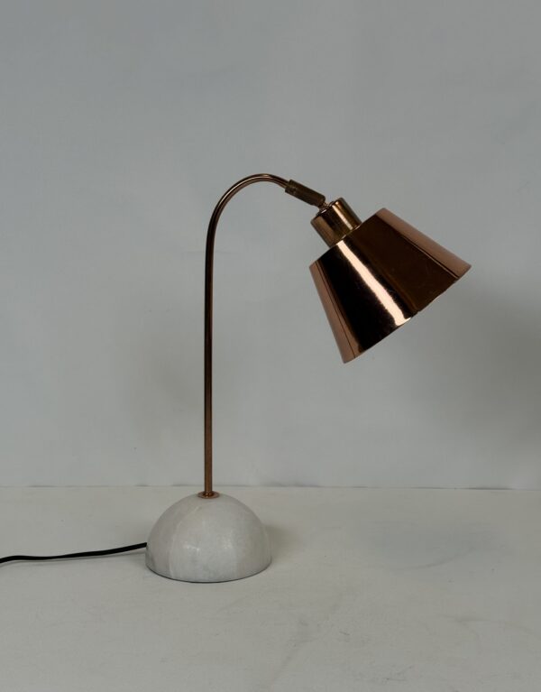 Desk/Study Lamp (13a)_Copper Shade with White Marble Base Lamp