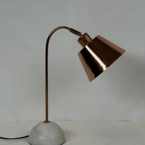 Desk/Study Lamp (13b)_Copper Shade with White Marble Base Lamp
