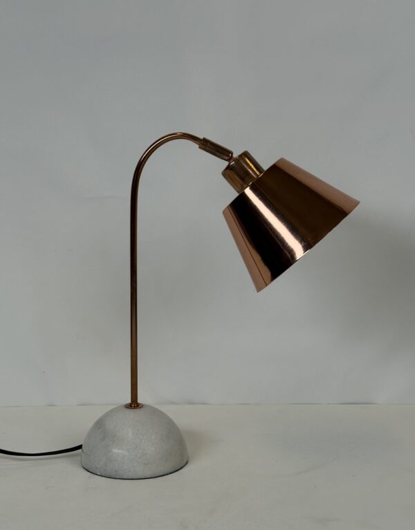 Desk/Study Lamp (13b)_Copper Shade with White Marble Base Lamp